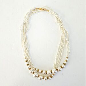 Vintage Napier Signed Multi-Strand Faux Pearl Opera Length Infinity Necklace